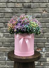 Цветочная композиция из Гипсофила и Розы в шляпной коробке в Тбилисской