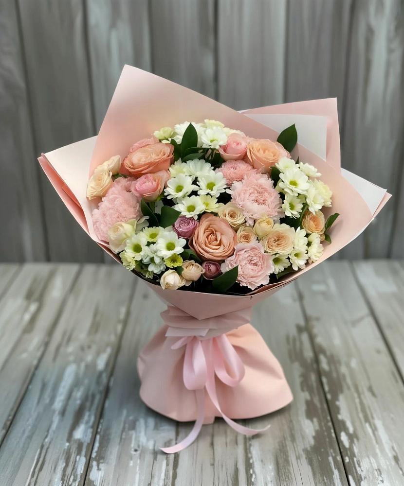 Букет цветов из: Гвоздики, Розы и Хризантемы в Тбилисской