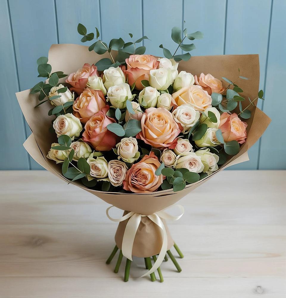 Букет цветов из: Альстромерии и Розы в Тбилисской