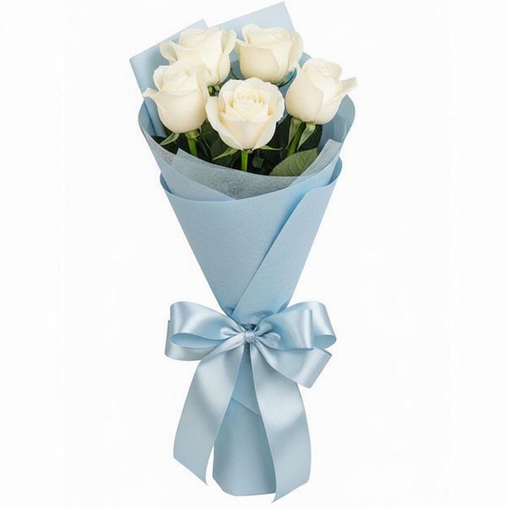 Букет 5 Белых роз Проуд в Тбилисской