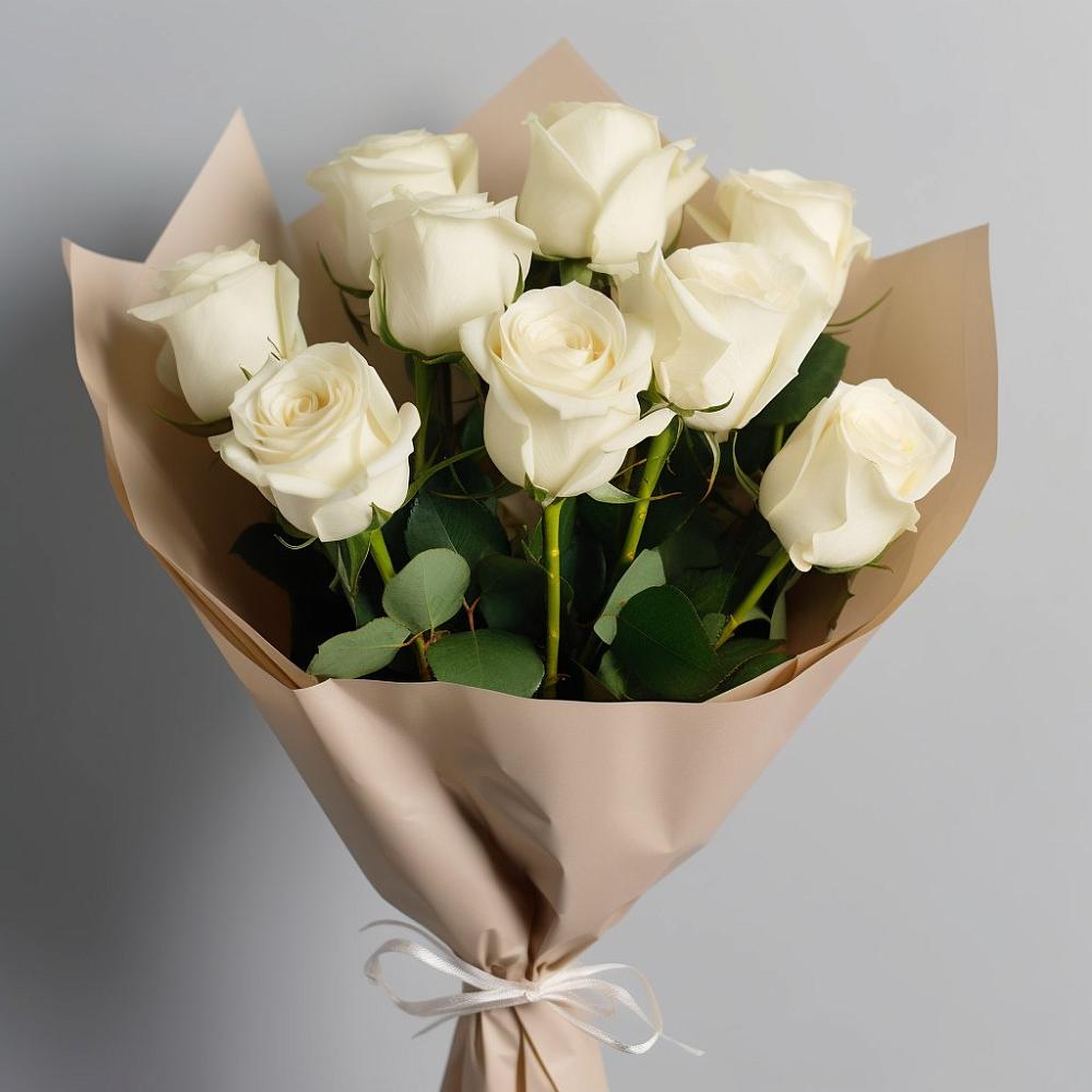 Букет 9 Белых роз Эдлесс Лав в Тбилисской