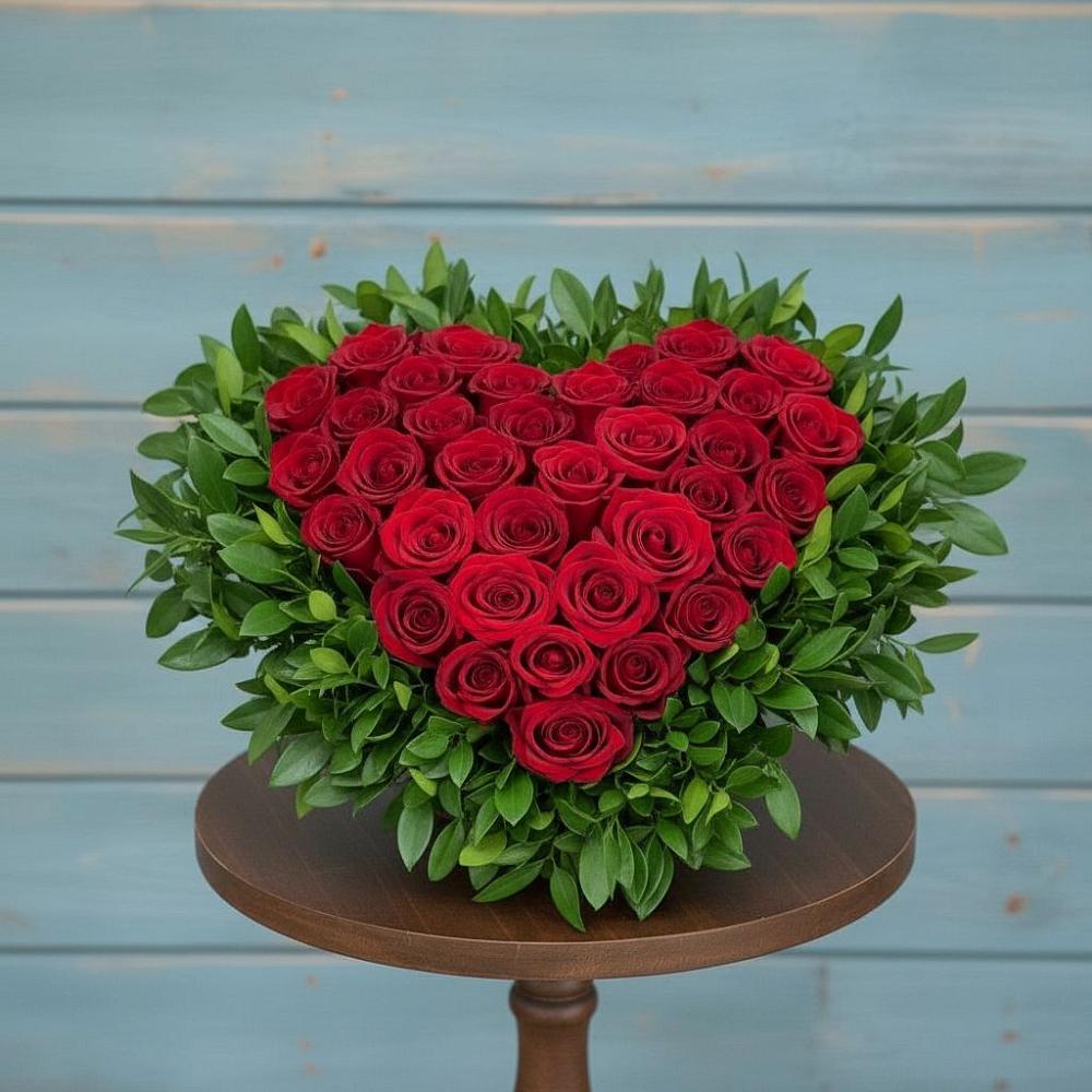 Цветочная композиция из Розы в виде сердца в Тбилисской