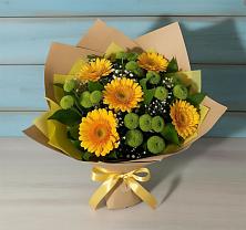 Букет цветов из:  Герберы и Хризантемы в Тбилисской