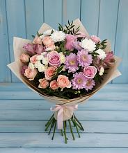 Букет цветов из:  Хризантемы, Розы и Альстромерии в Тбилисской