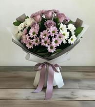 Букет цветов из:  Хризантемы и Розы в Тбилисской