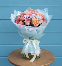 Букет цветов из:  Хризантемы и Розы в Тбилисской
