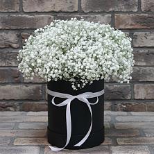 Цветочная композиция из Гипсофила в шляпной коробке в Тбилисской