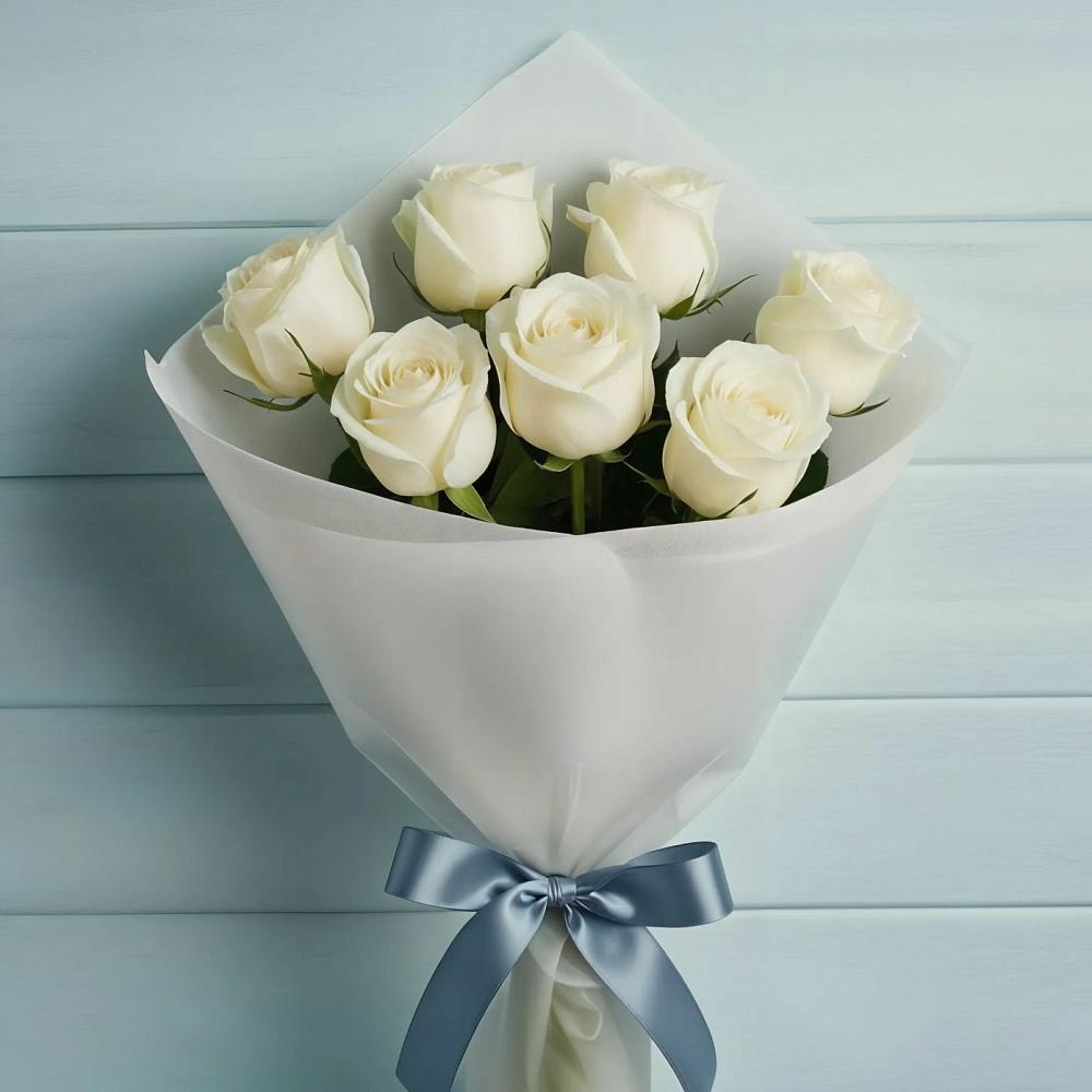 Букет 7 Белых роз Эдлесс Лав в Тбилисской